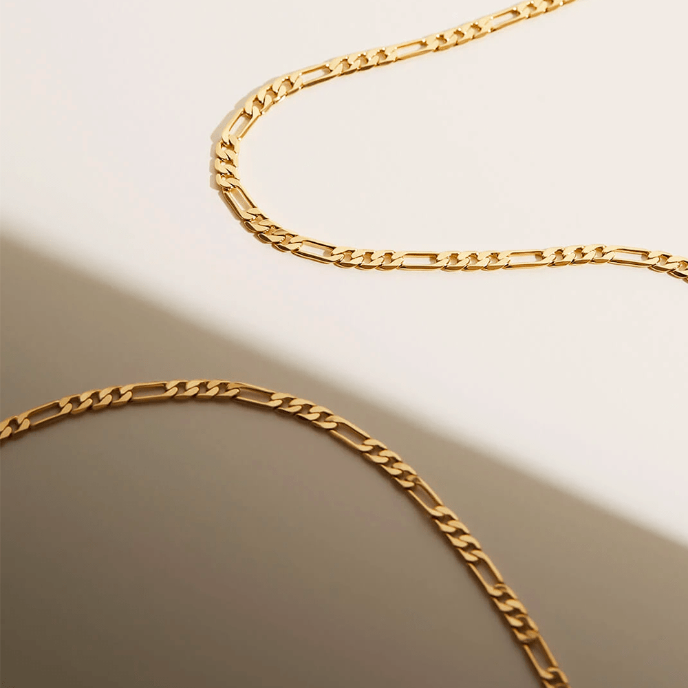 Erté ID Tag and Figarro Chain in Gold Vermeil - Image 2