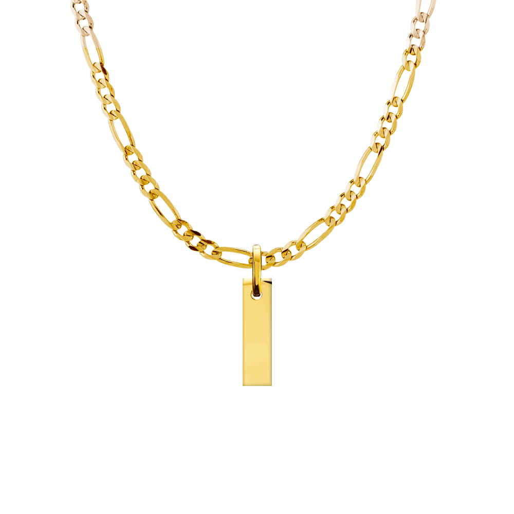 Erté ID Tag and Figarro Chain in Gold Vermeil