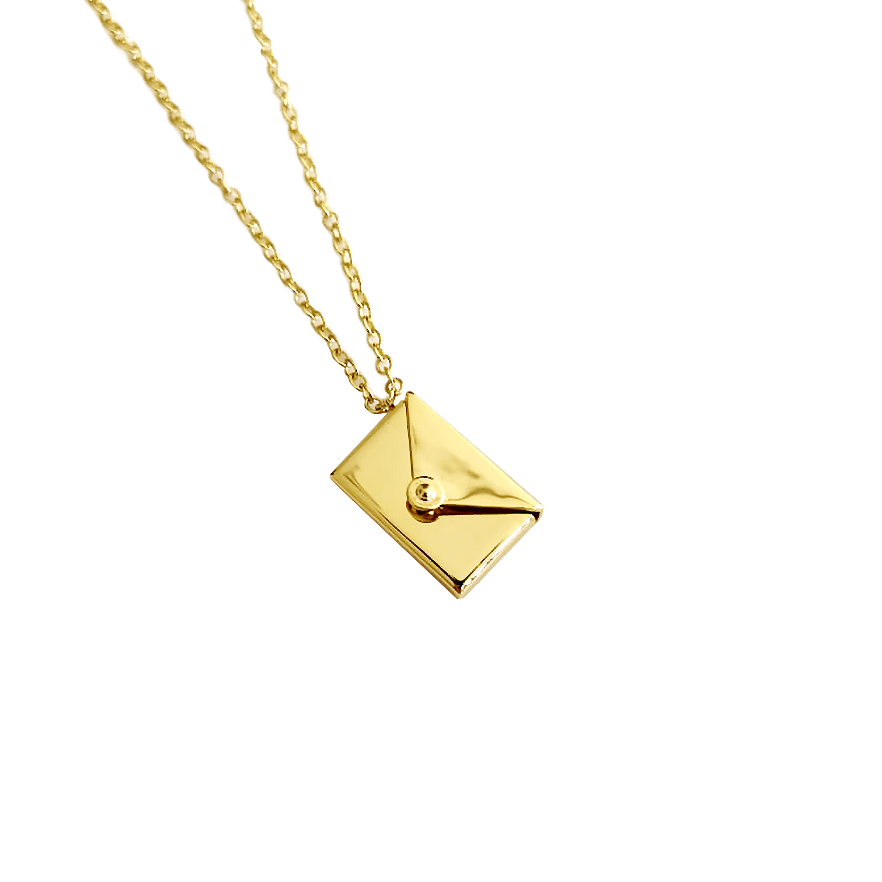 Lettre D'Amour - Envelope Locket Necklace in Gold Vermeil