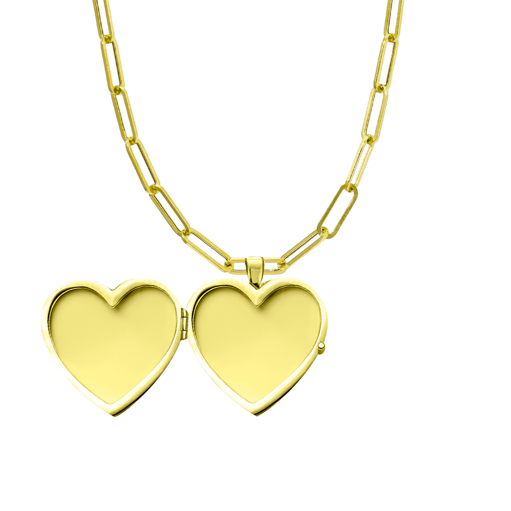 Louis Heart Locket Necklace in Gold Vermeil