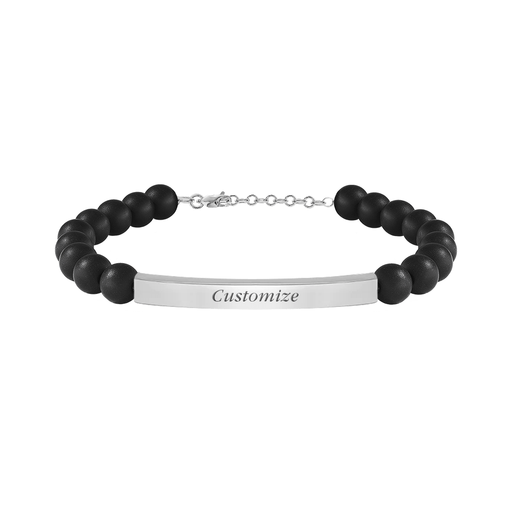 Pierres De Terre Bracelet in Silver, Black Agate