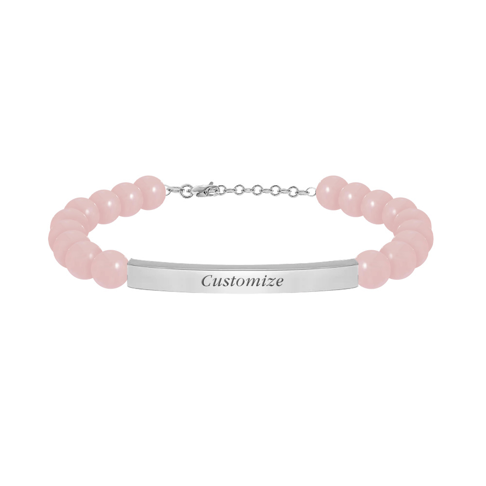 Pierres De Terre Bracelet in Silver, Rose Quartz