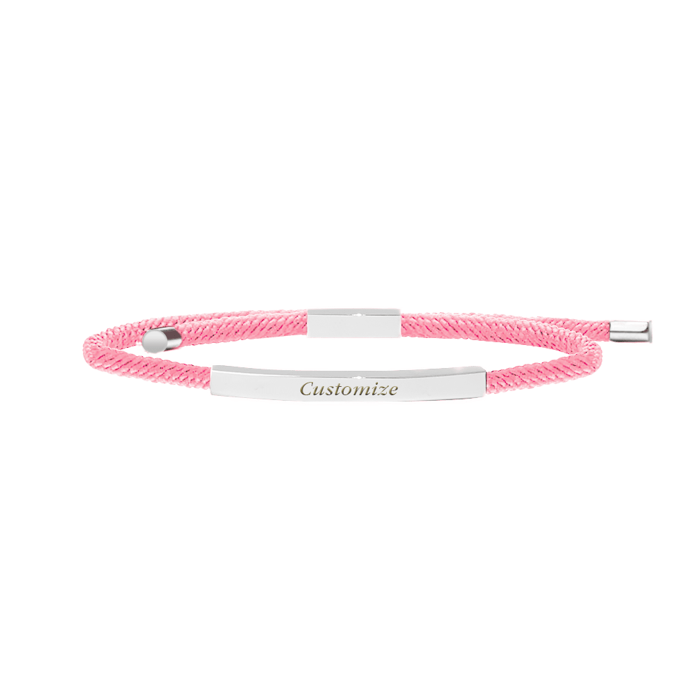 Promesse Custom Name Bracelet in Silver, French Rose