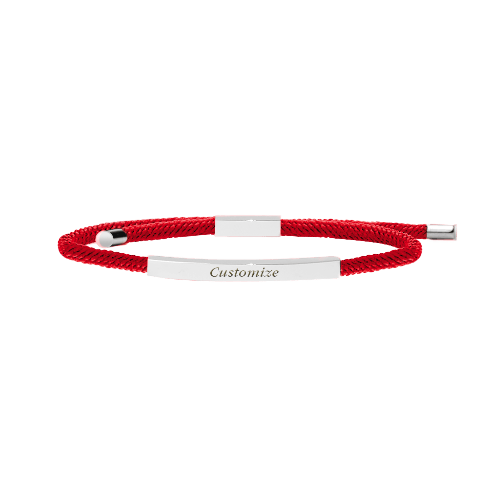 Promesse Custom Engraved Bracelet in Silver, Scarlet Red